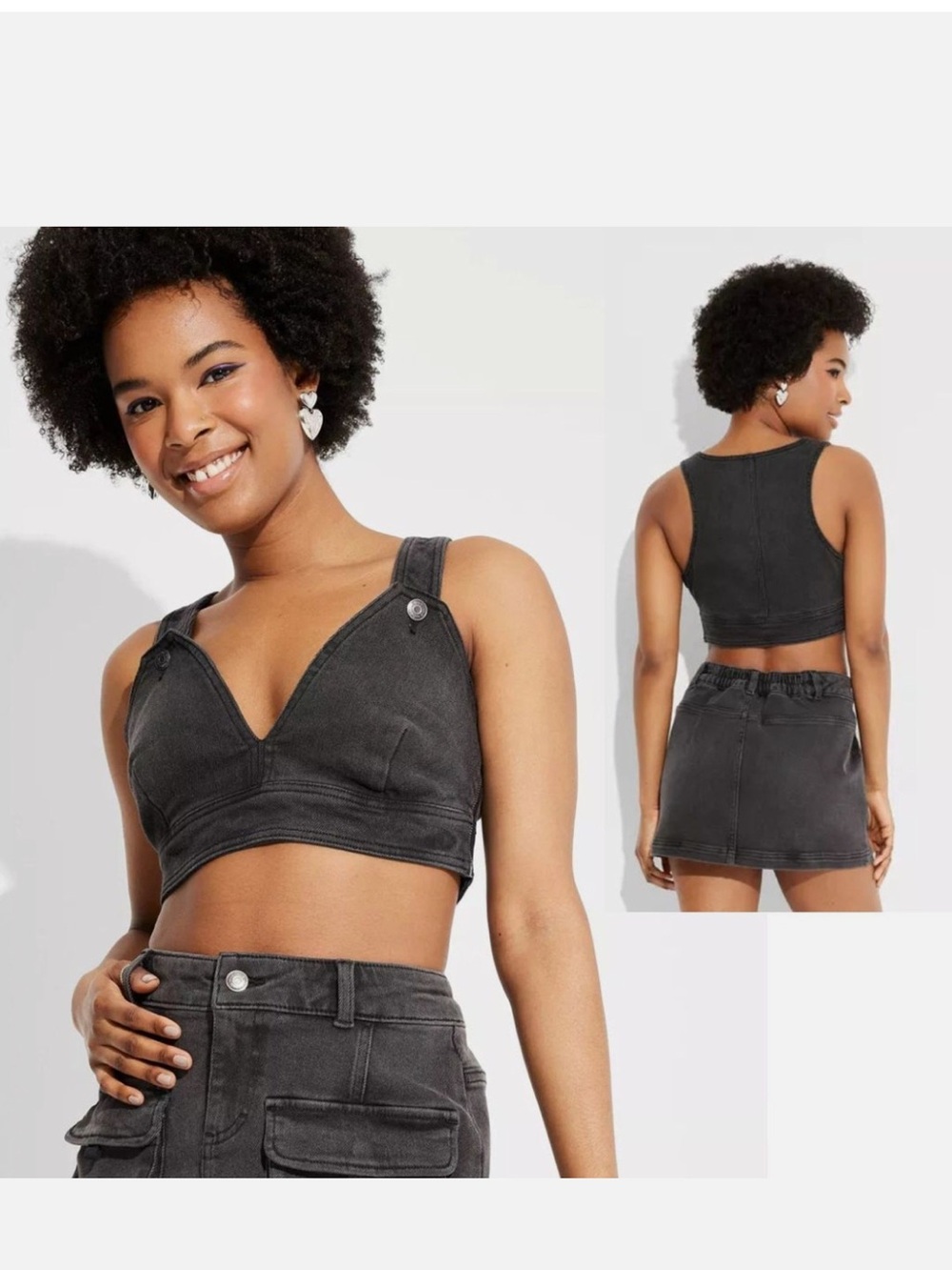 Wild Fable black cropped top denim size XXS